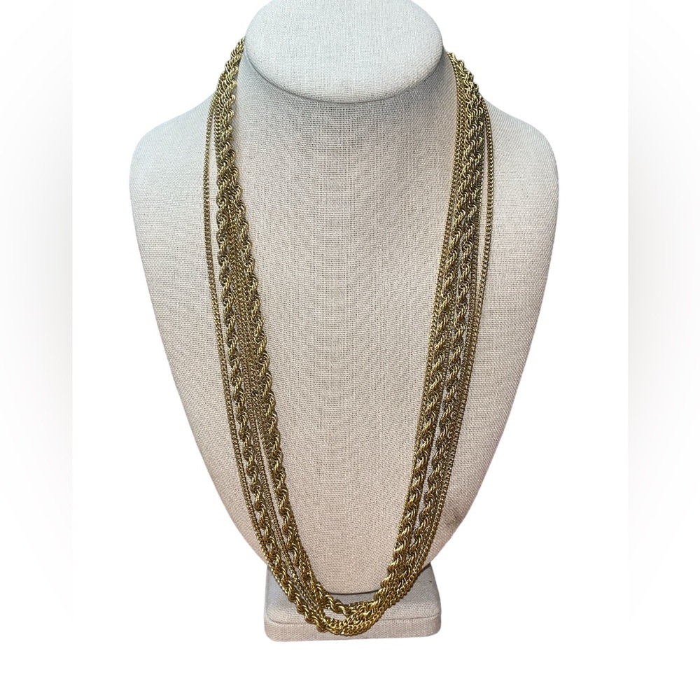 Monet Long Gold Tone Necklace